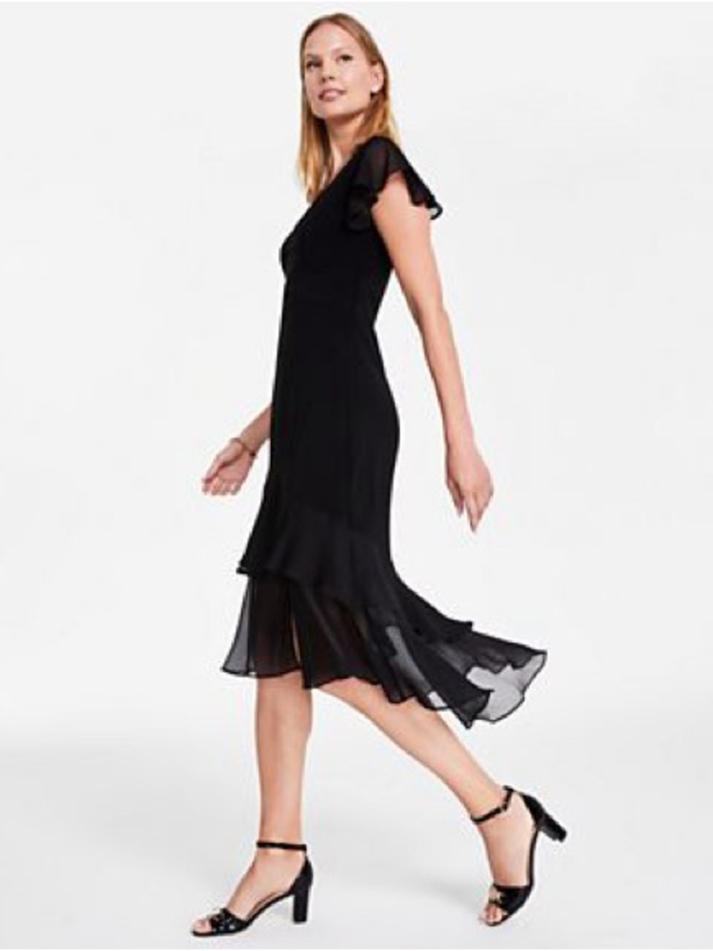 Tommy Hilfiger Black High-Low V-Neck Dress